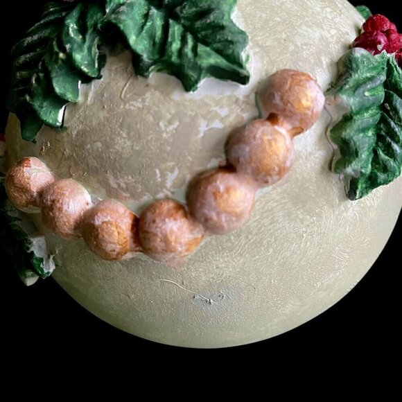 Handmade Acrylic and Clay Christmas Holly Ornament One of a Kind - Picture 1 of 9